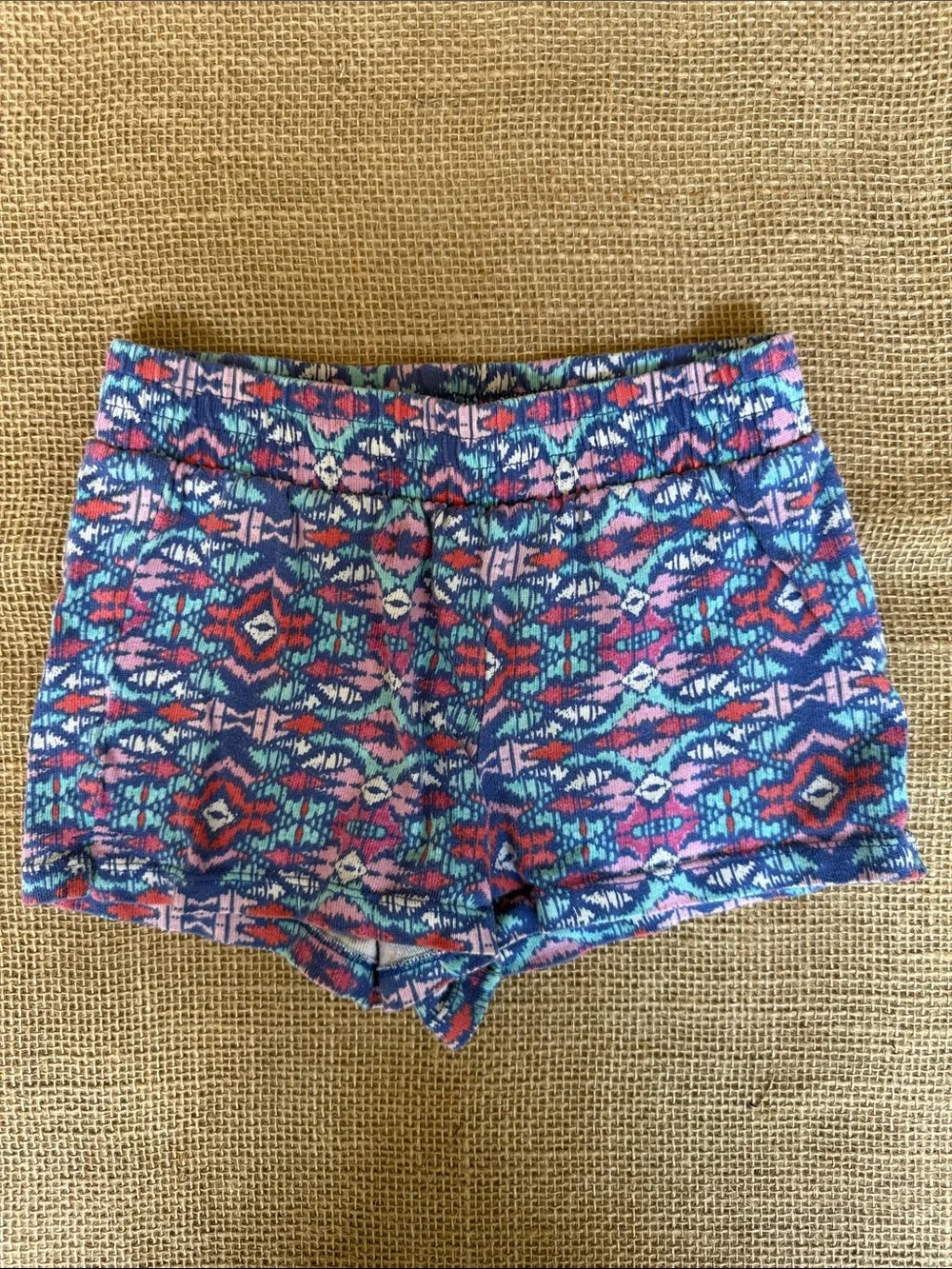 Gymboree Blue and Pink Aztec Knit Bike Shorts